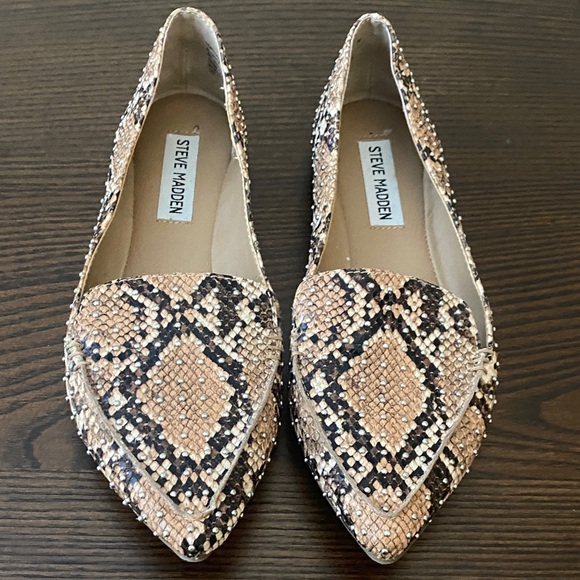 Steve Madden Studded Snakeskin Flats - Picture 1 of 7